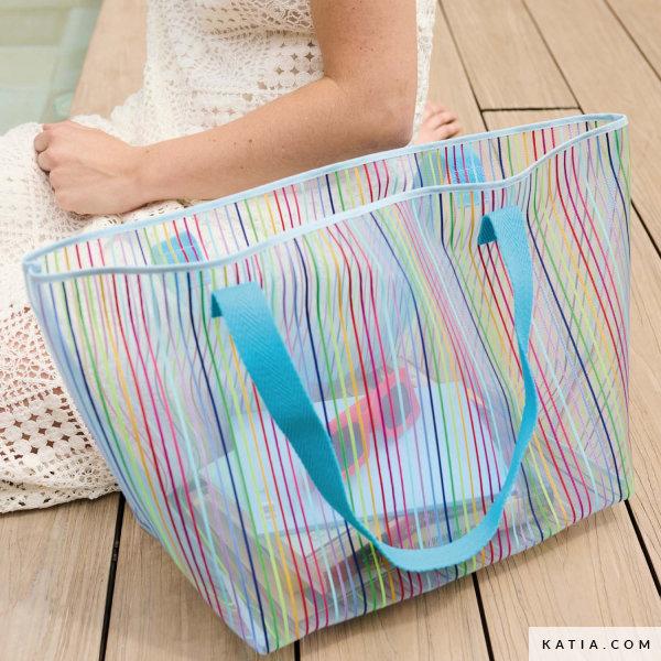 Netzstoff mit Multicolour Streifen Transparent